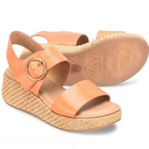 Sofft Faedra Sunset Orange Wedge Sandals Leather Women's Size 7